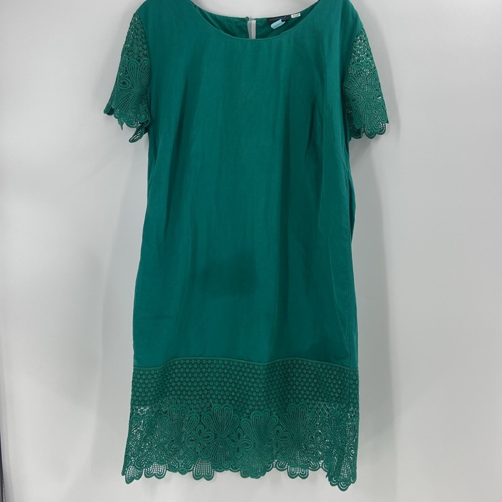 Creation L Kelly green shift dress with lace detail medium